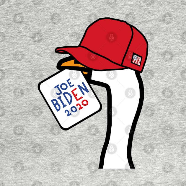 Small Portrait of a Goose with Stolen Red Hat and Joe Biden Sign by ellenhenryart